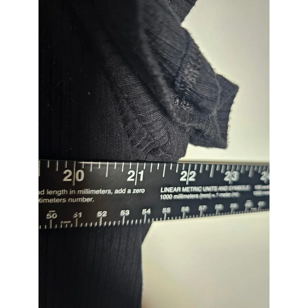 Minimalist American Eagle Soft & Sexy Ribbed Tee Womens XXL Black Flutter Sleeve